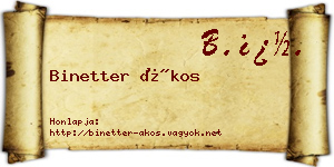 Binetter Ákos névjegykártya